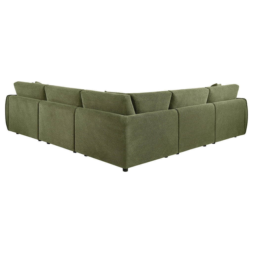 Elysia 5-piece Fabric Upholstered Modular Sectional Sofa Green