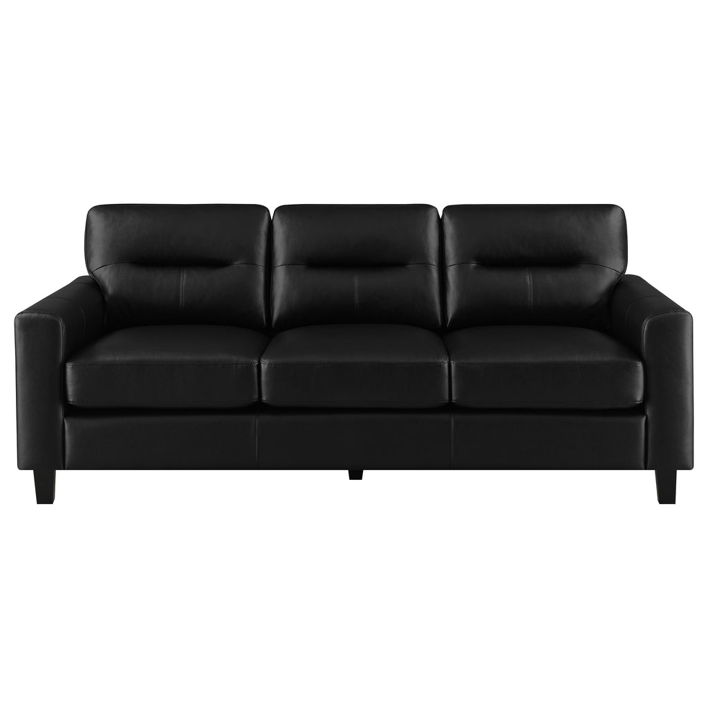 Scotland 2-piece Faux Leather Upholstered Sofa Set Black