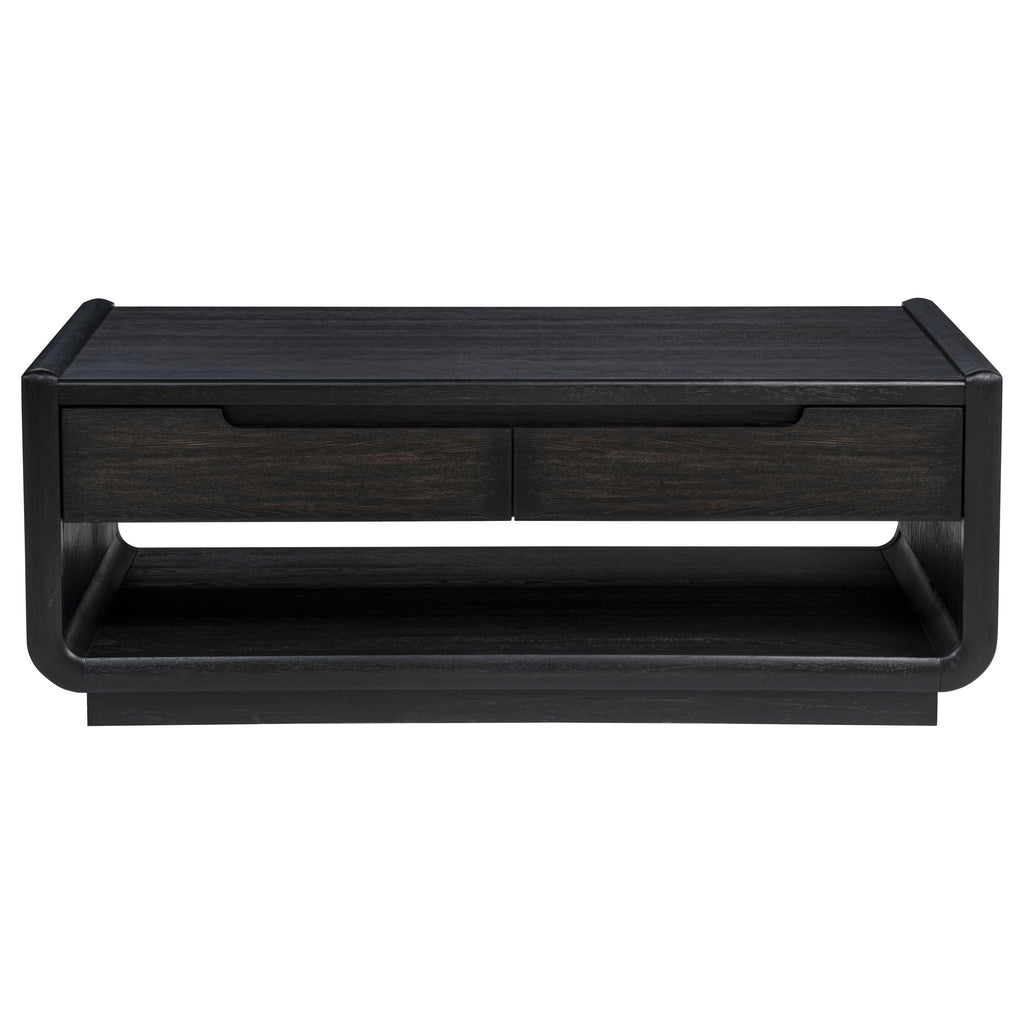 Leandro 2-drawer Wood Cocktail Coffee Table Burnished Black
