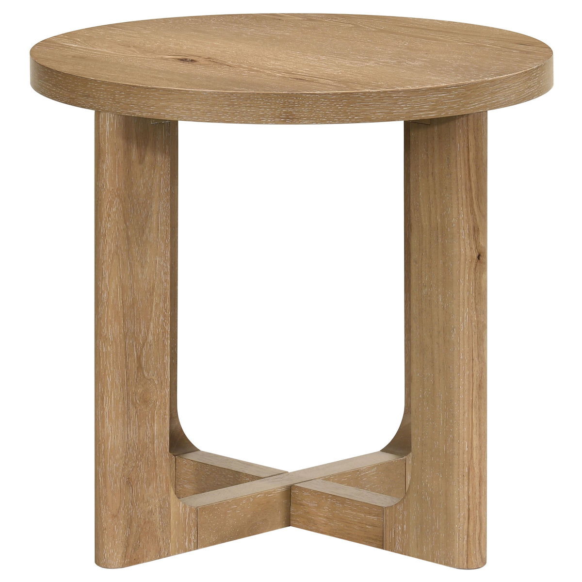 Kessler 3-piece Round Sculptural Wood Coffee Table Set Light Oak