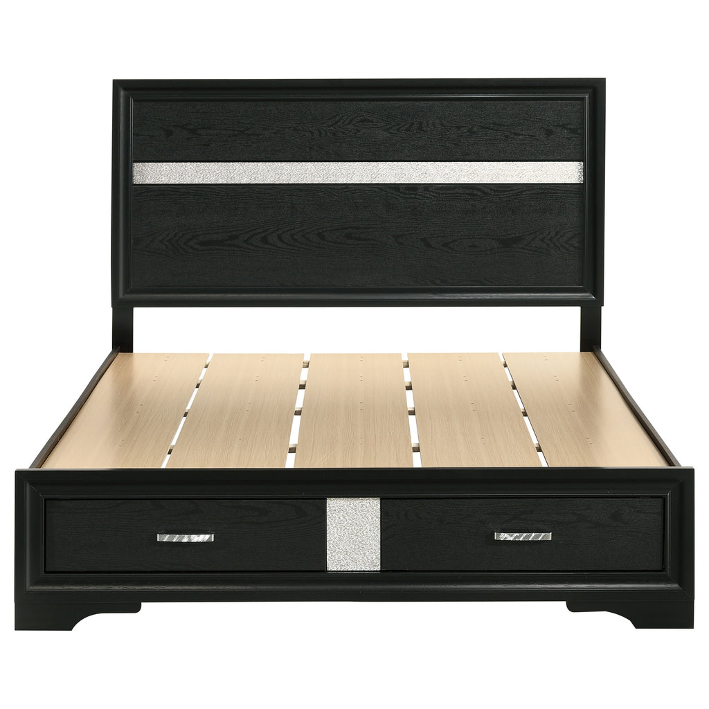 Miranda 51-inch Wood Queen Storage Panel Bed Black