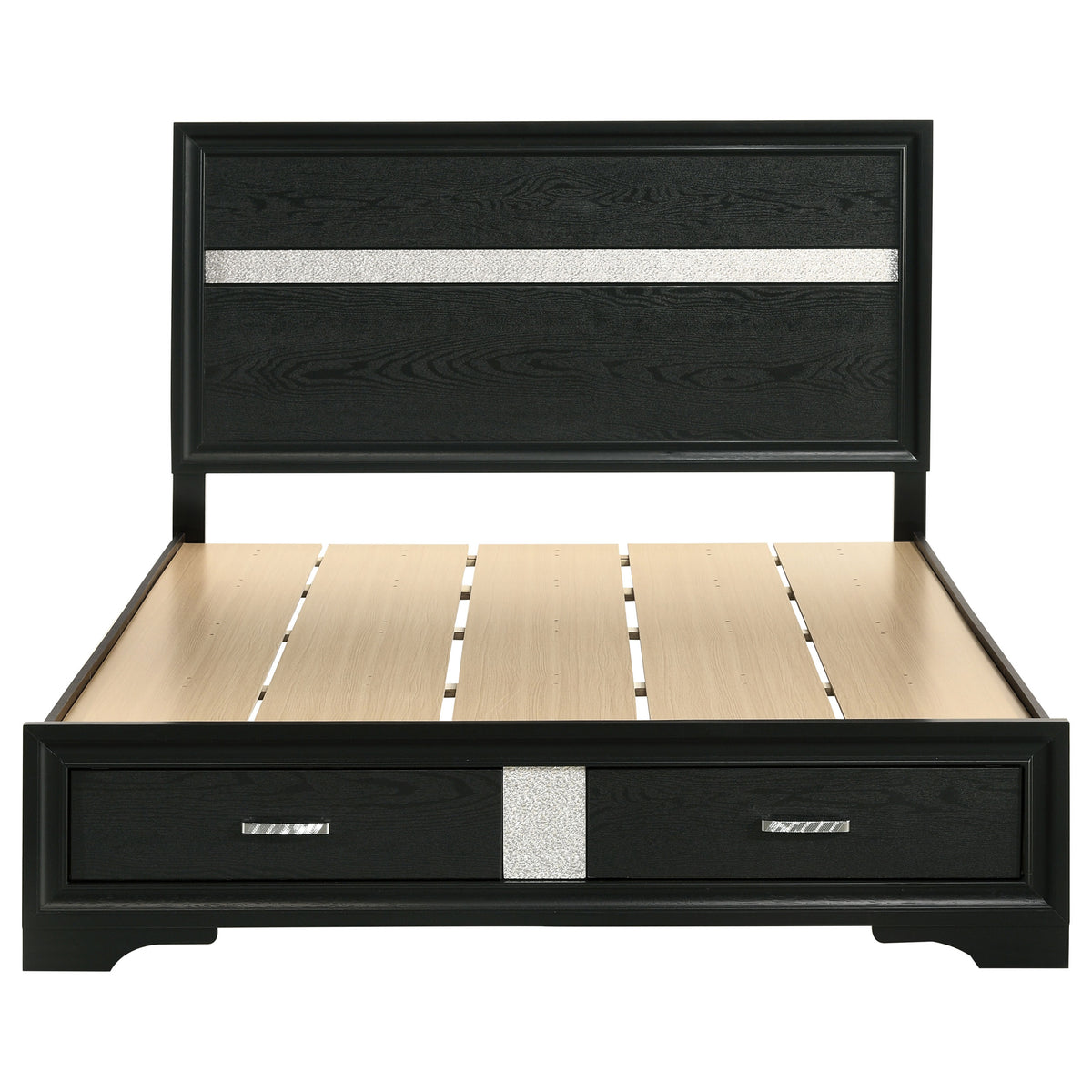 Miranda 51-inch Wood Queen Storage Panel Bed Black