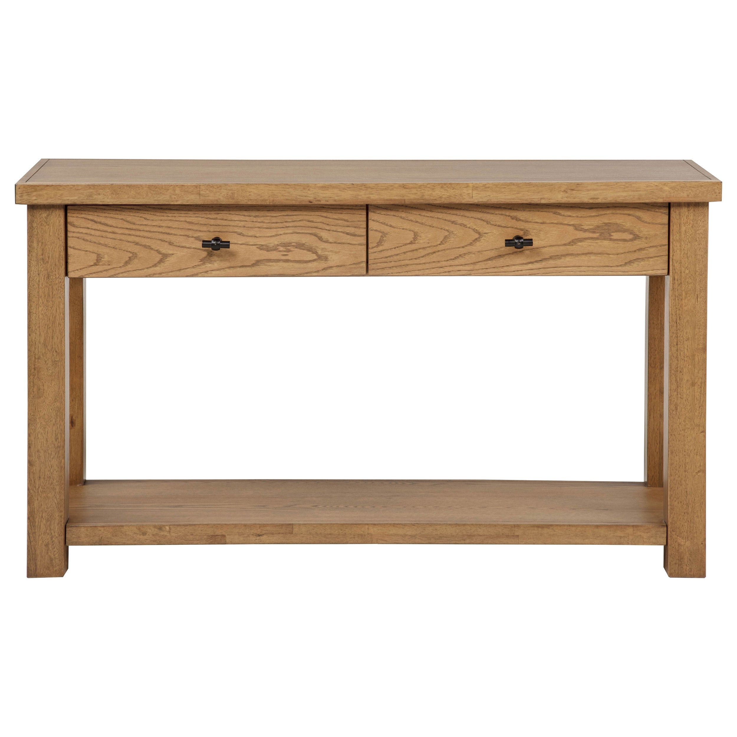 Beasley 2-Drawer Wood Console Table Golden Oak