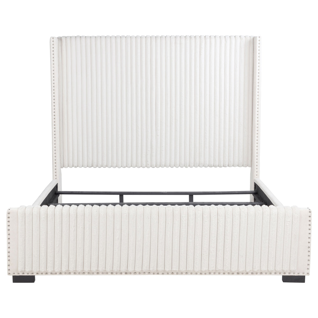 Natasha 65-inch Upholstered Eastern King Wingback Bed Cream