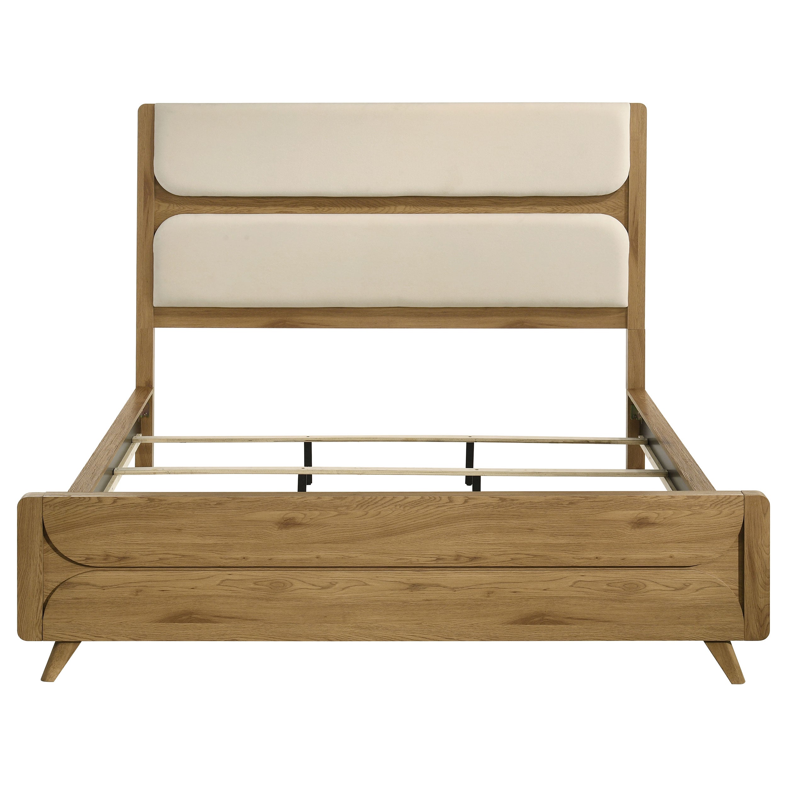 Bennett 78-inch California King Upholstered Panel Bed Cream and Light Oak