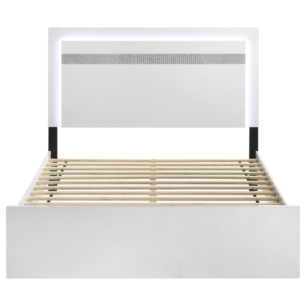 Viana Touch-Control LED Eastern King Platform Bed White High Gloss