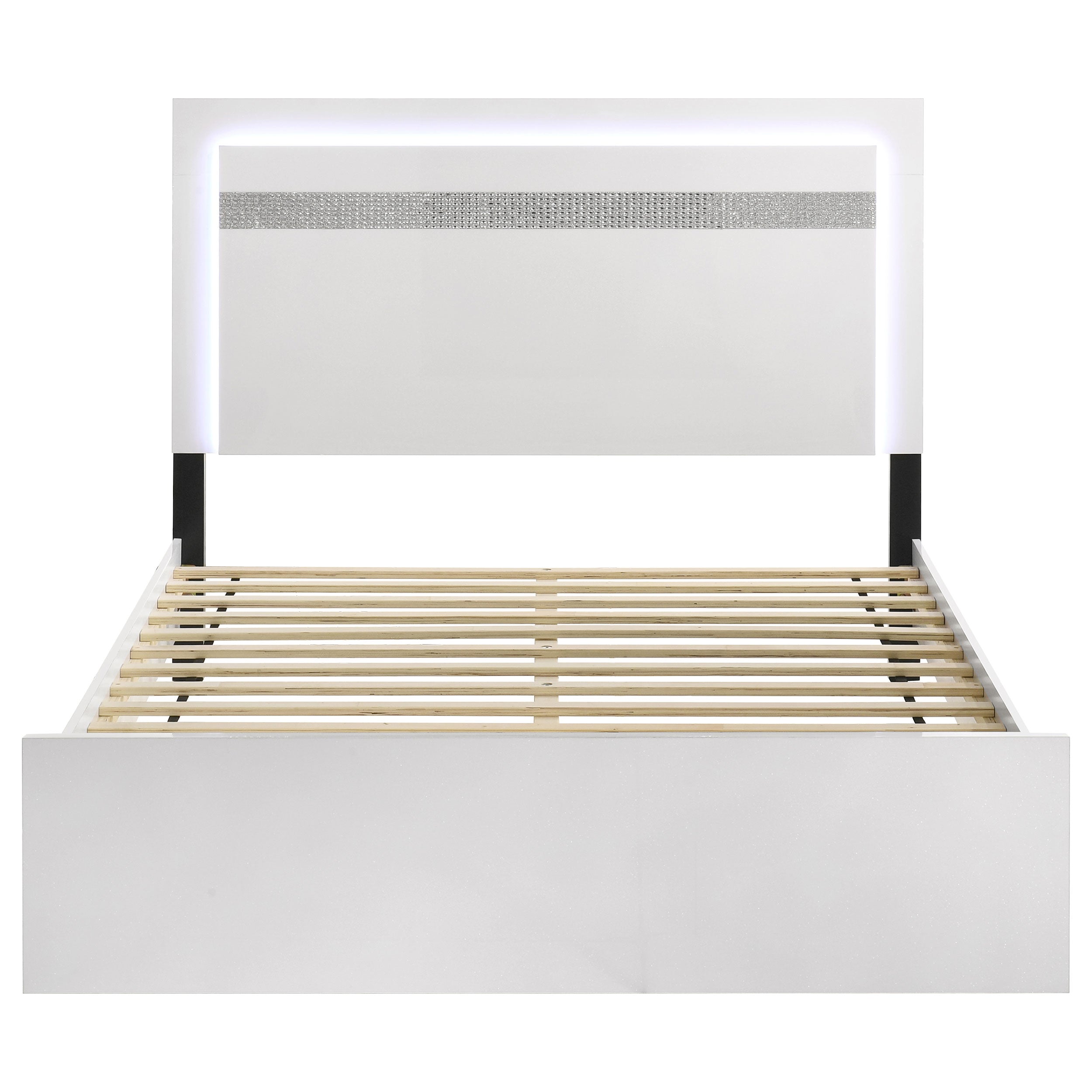 Viana Touch-Control LED Eastern King Platform Bed White High Gloss