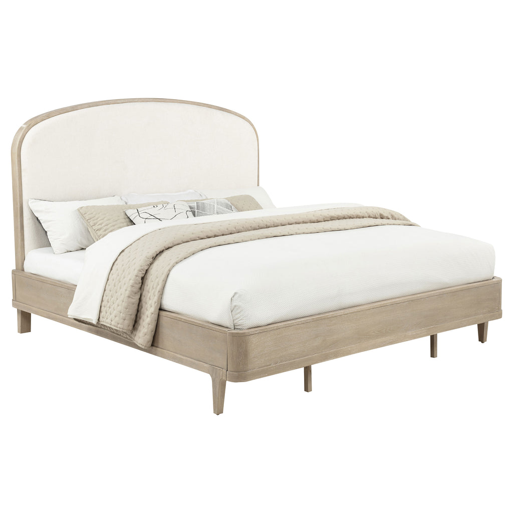 Lucaire Eastern King Upholstered Panel Bed Sandstone
