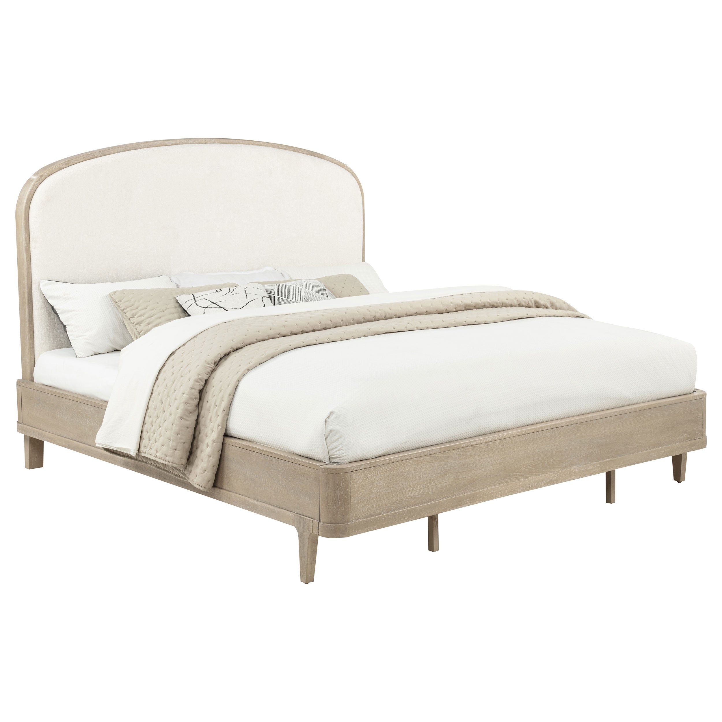 Lucaire Eastern King Upholstered Panel Bed Sandstone