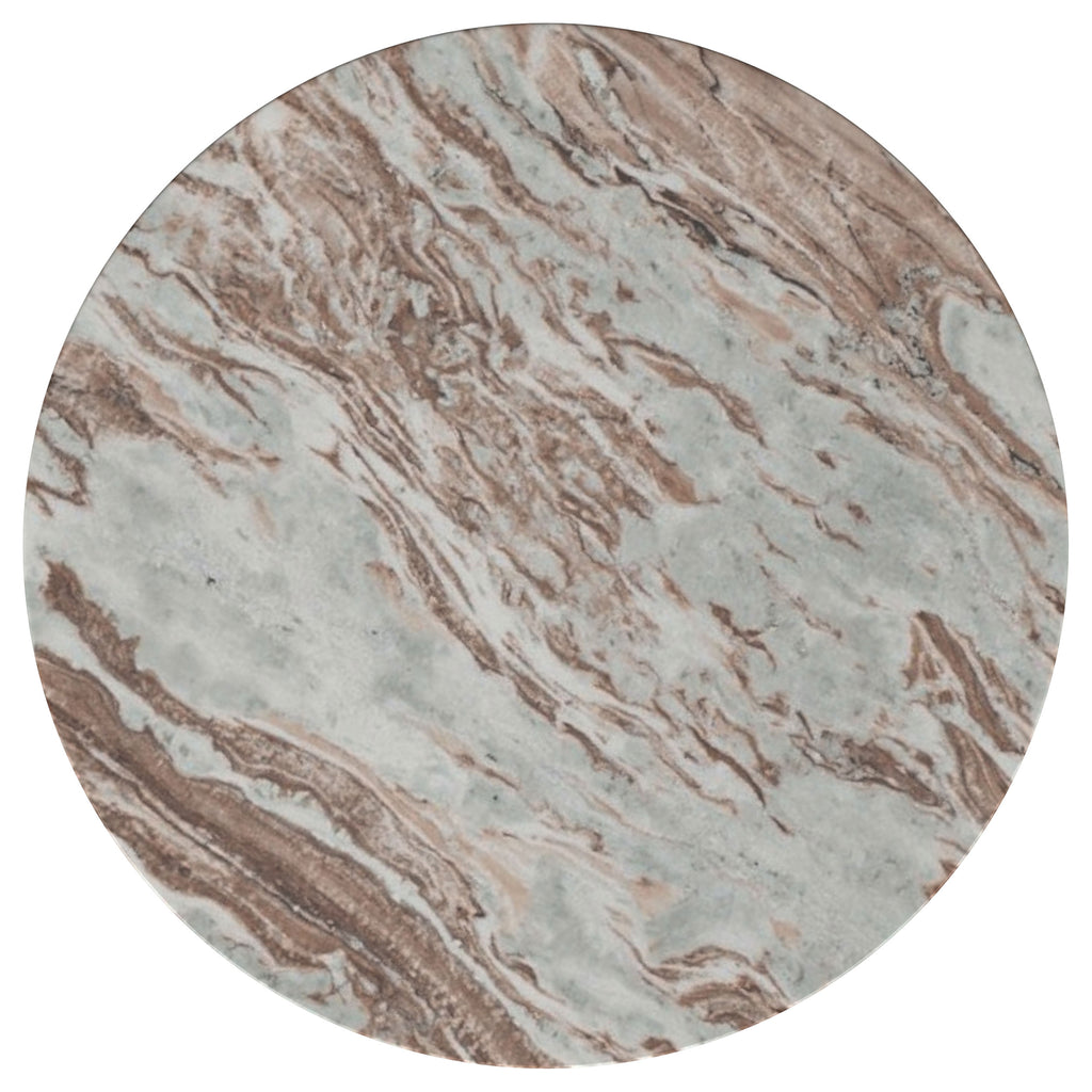 Jenna Round Marble Top Mango Wood Side End Table Brown