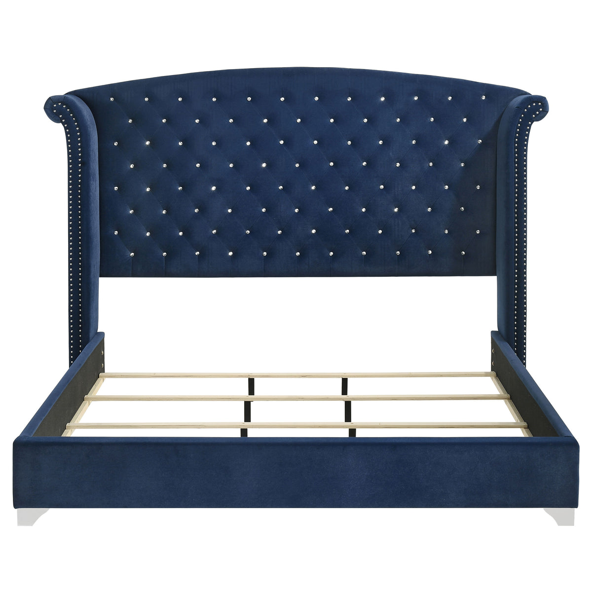 Melody Upholstered Eastern King Wingback Bed Pacific Blue