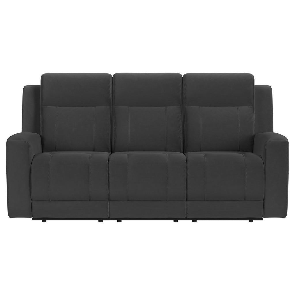 Brentwood 3-piece Upholstered Reclining Sofa Set Charcoal