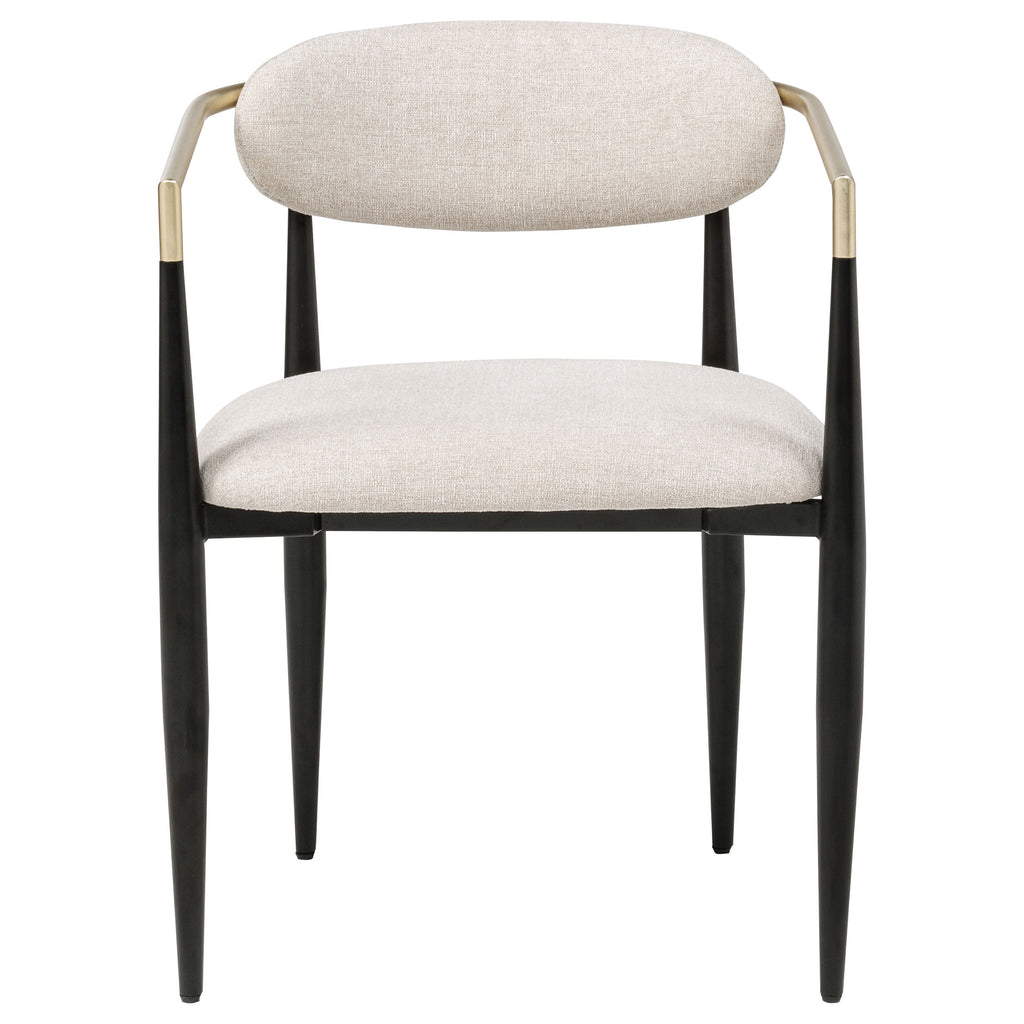 Bradbury Fabric Upholstered Dining Arm Chair Beige (Set of 2)