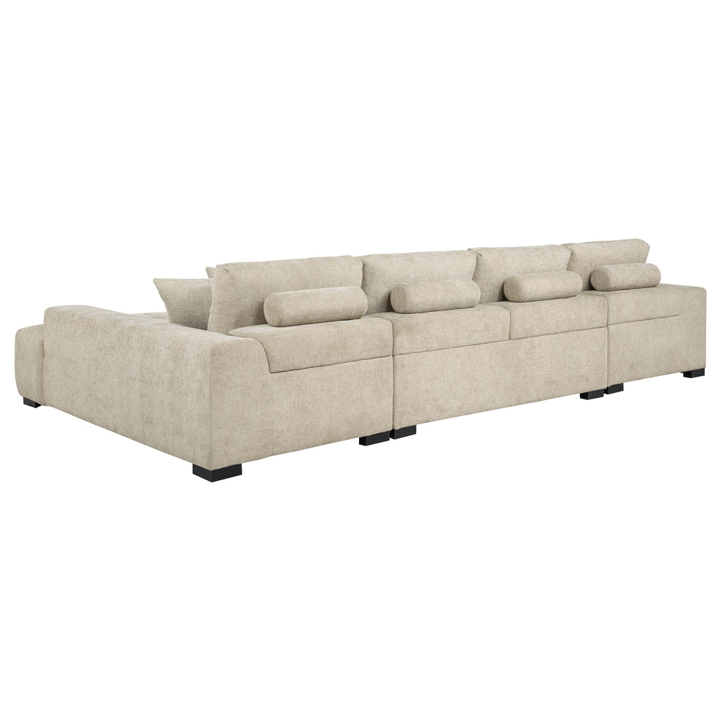 Cannella U-Shaped Double Chaise Upholstered Sectional Sofa Beige