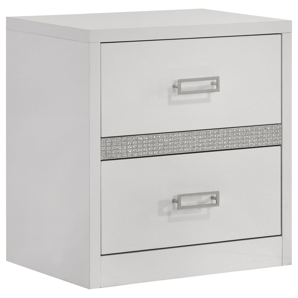 Viana 4-Piece Queen Platform Bedroom Set Grey and White High Gloss