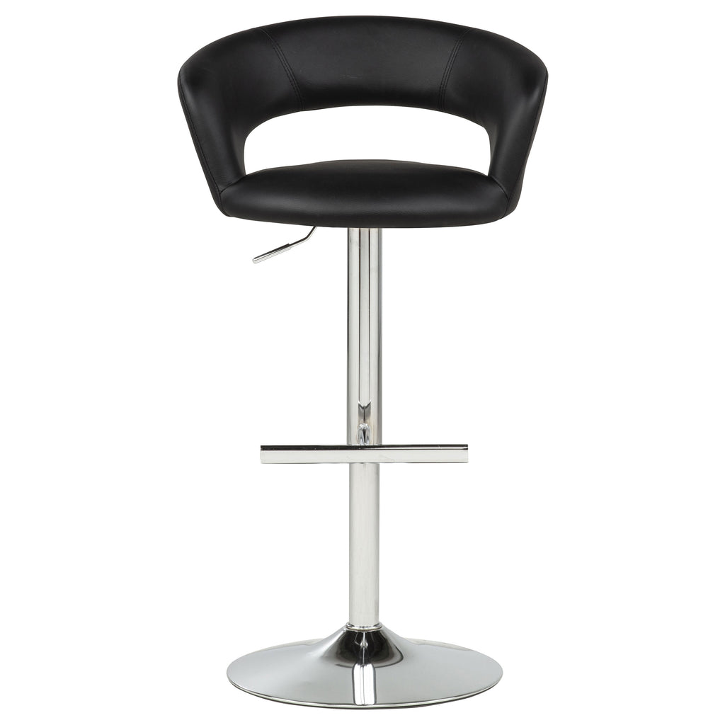 Travia Adjustable Leatherette Swivel Bar Stool Black and Chrome