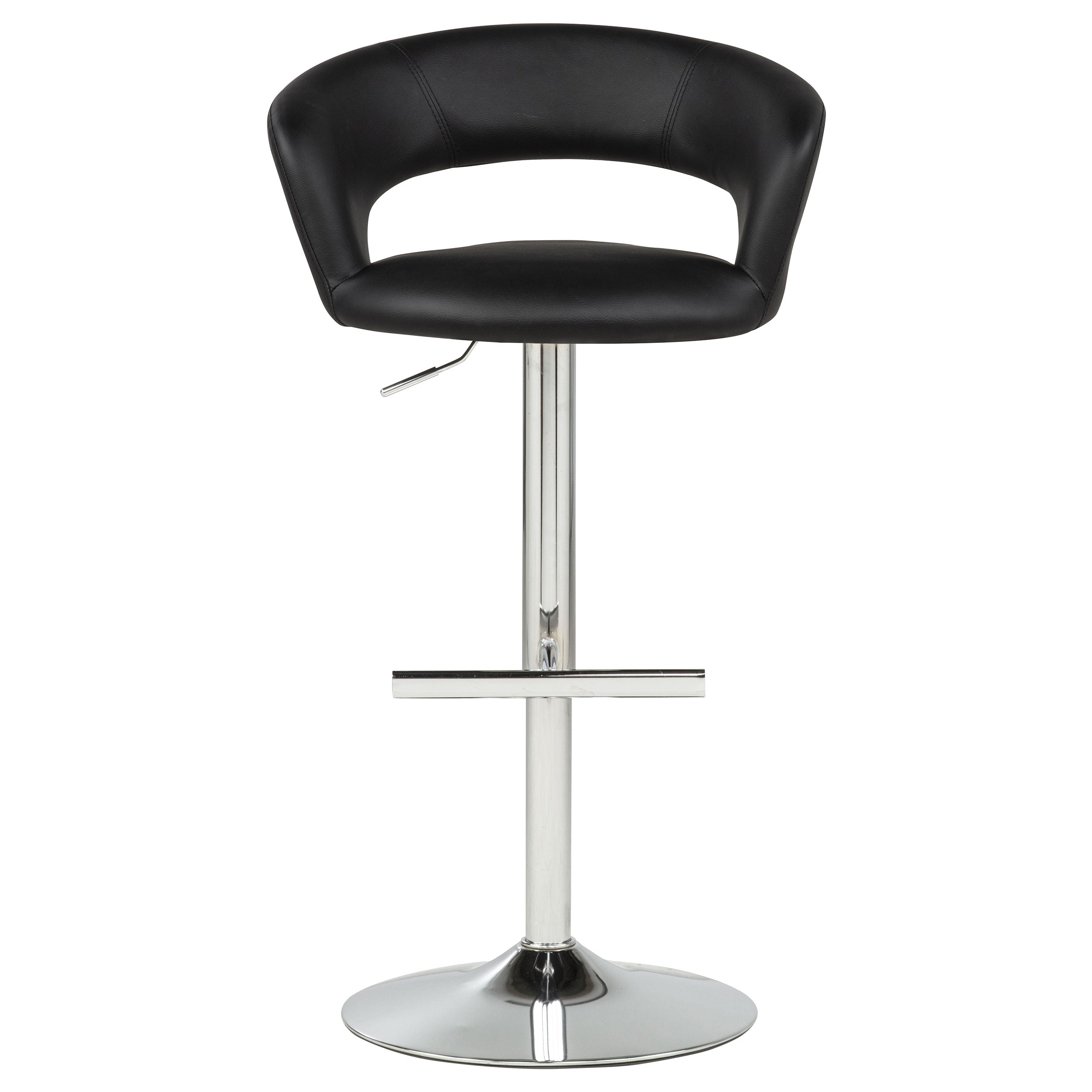 Travia Adjustable Leatherette Swivel Bar Stool Black and Chrome