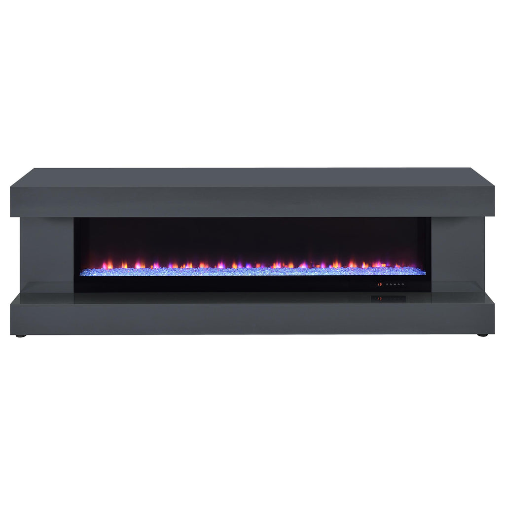 Mallory TV Stand Fireplace Console Bluetooth Speaker Grey High Gloss