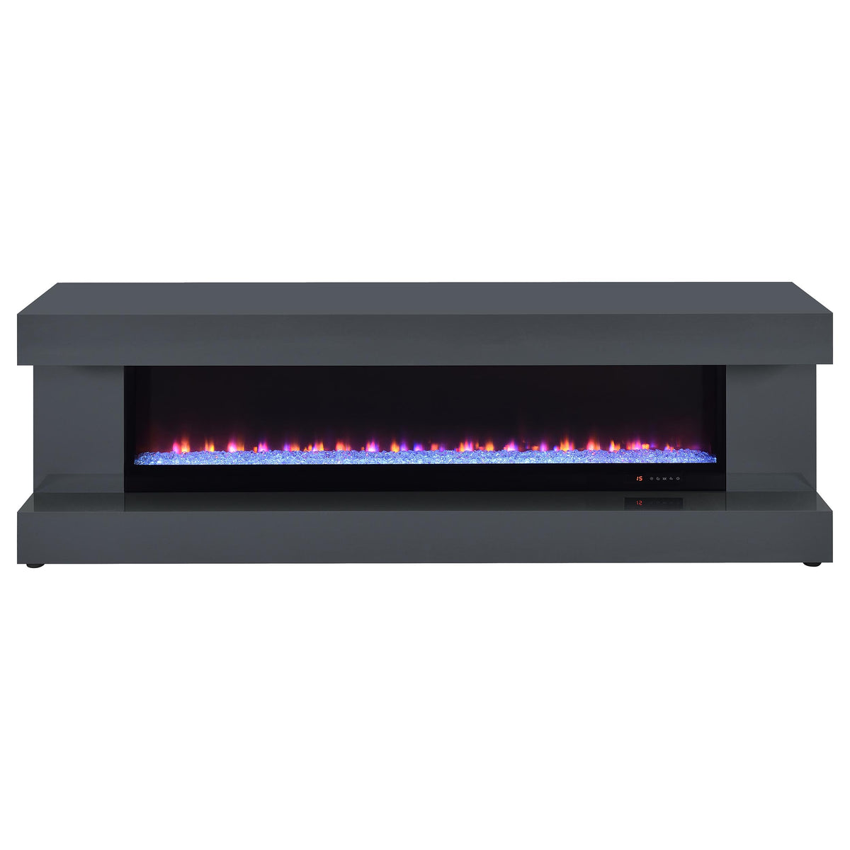 Mallory TV Stand Fireplace Console Bluetooth Speaker Grey High Gloss