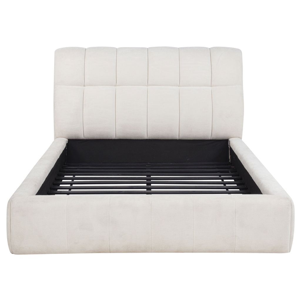 Nollet 48-inch Upholstered Queen Panel Platform Bed Cream
