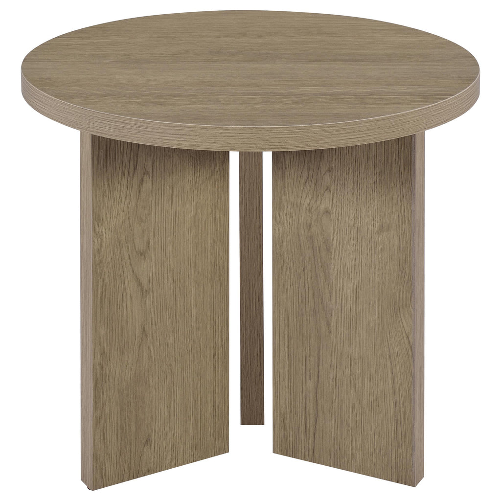 Aragon 3-Piece Round Coffee and End Table Set Latte