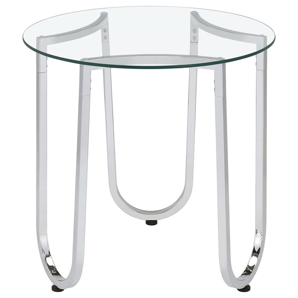 Beller 3-piece Round Tempered Glass Top Coffee Table Set Chrome