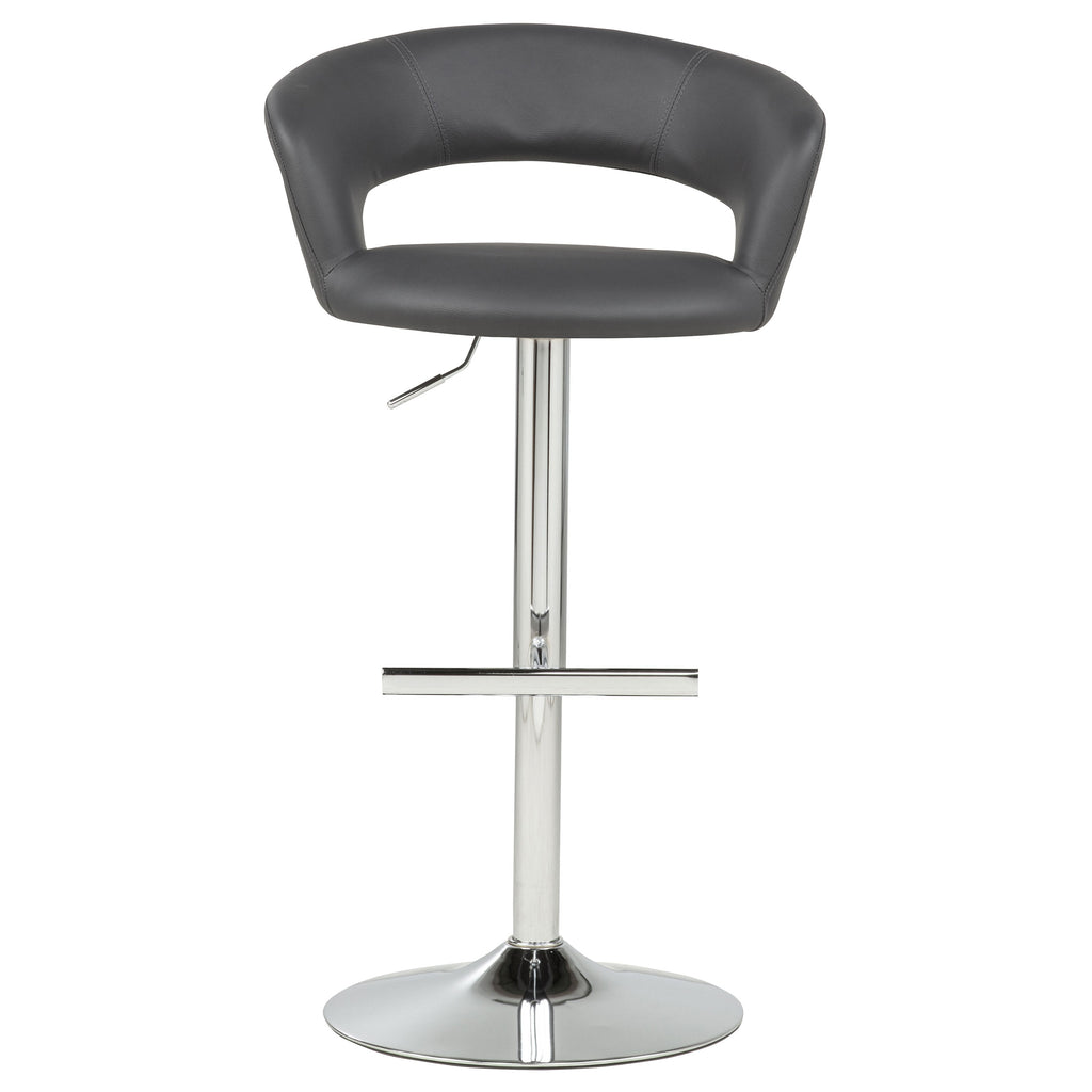 Travia Adjustable Leatherette Swivel Bar Stool Grey and Chrome