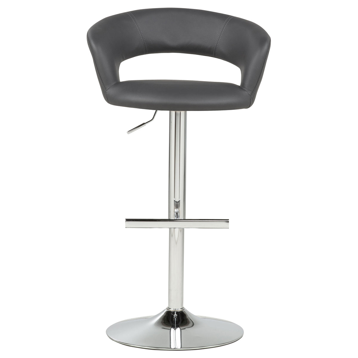Travia Adjustable Leatherette Swivel Bar Stool Grey and Chrome