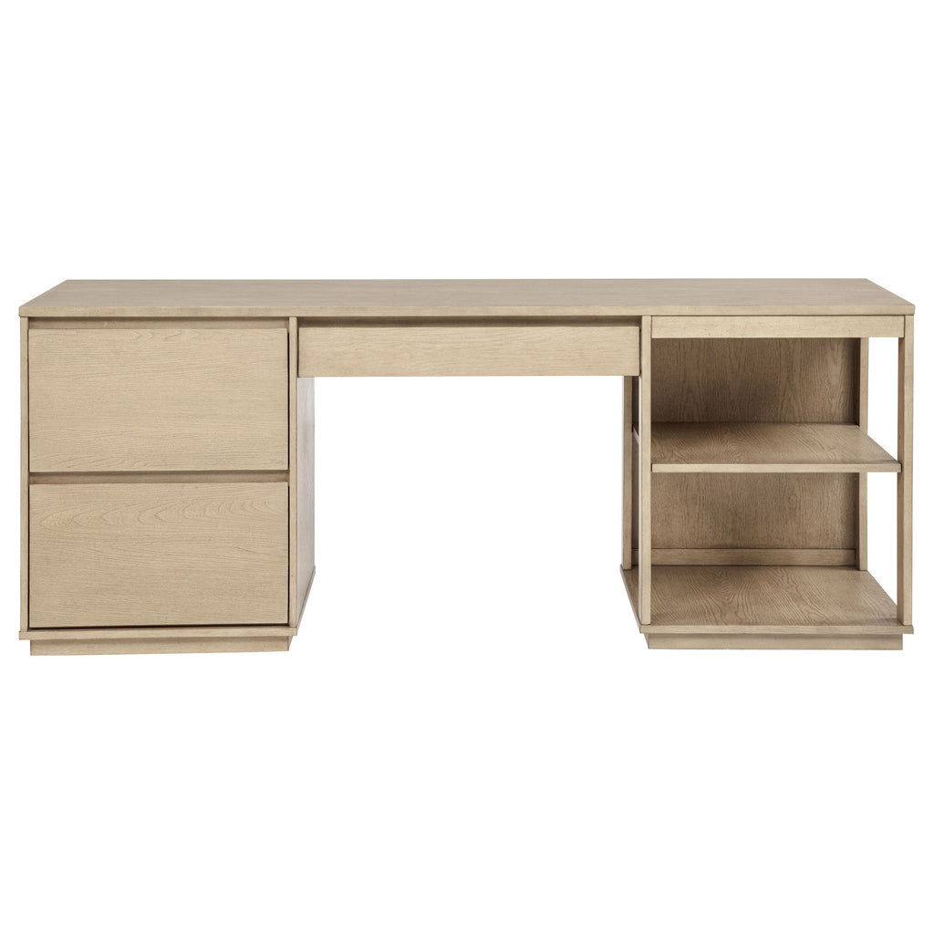 Harkes 75-inch 3-drawer Computer Desk with Adjustable Shelf Light Elm