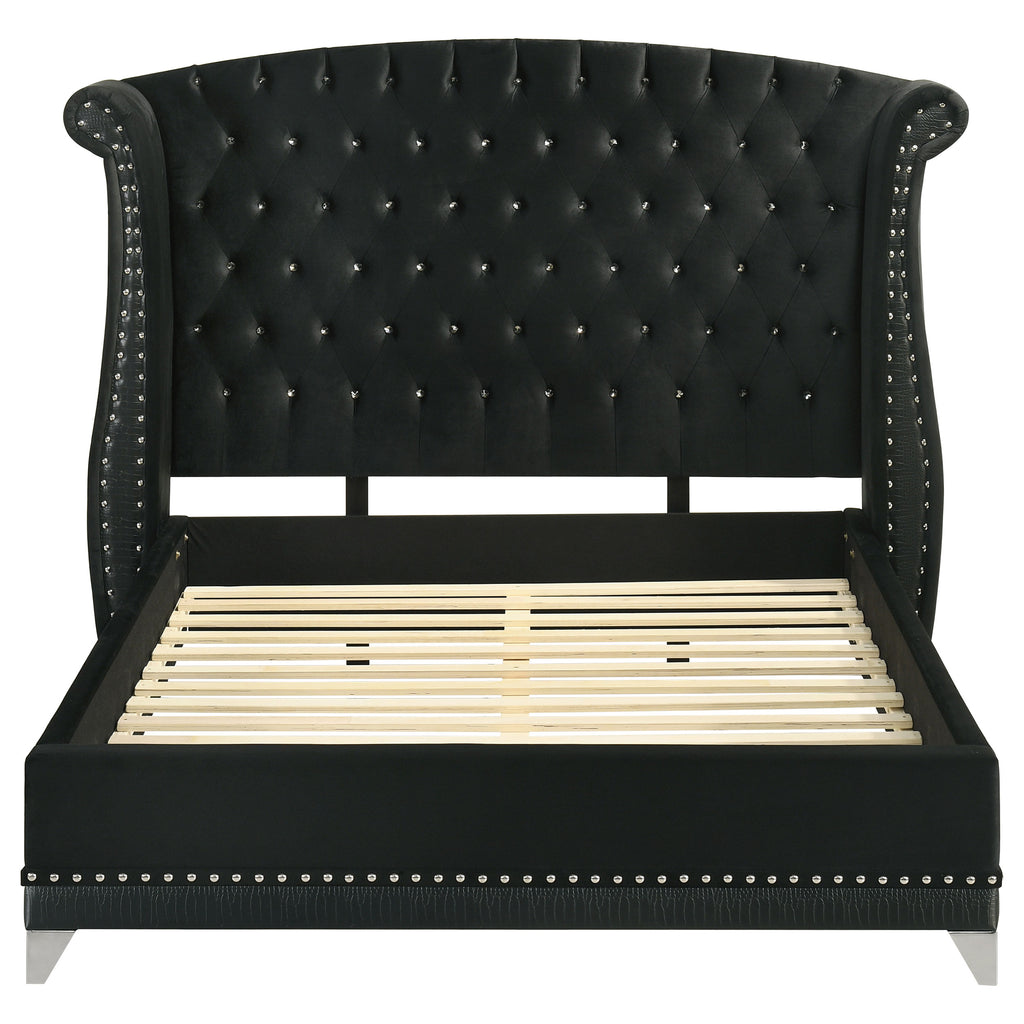 Barzini Upholstered Queen Wingback Bed Black