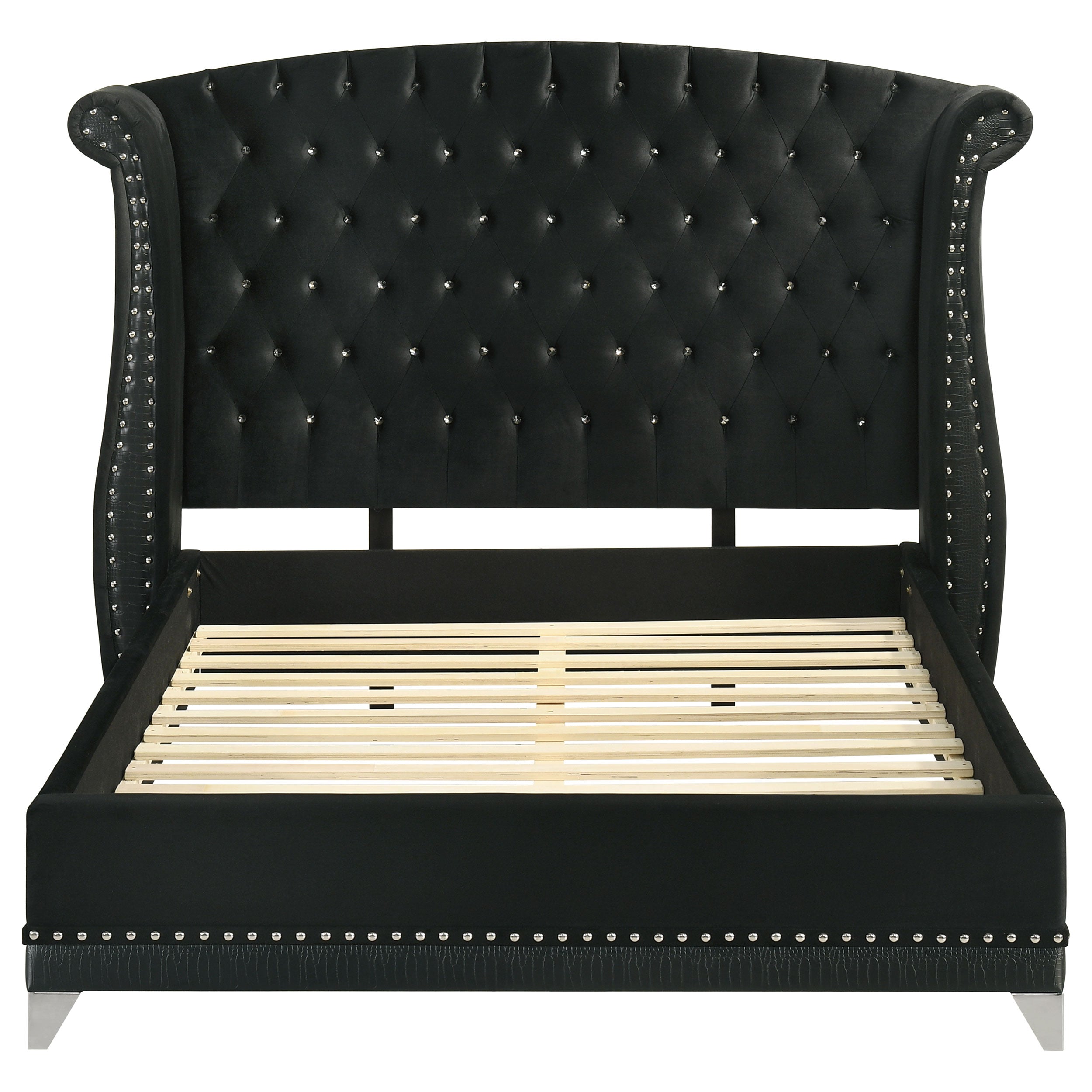 Barzini Upholstered Queen Wingback Bed Black