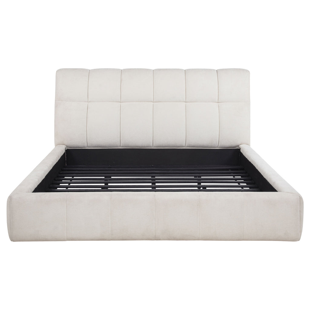 Nollet 48-inch Upholstered California King Platform Bed Cream
