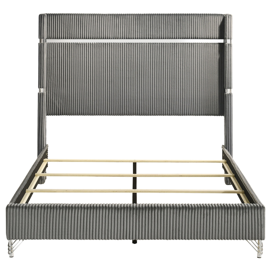 Lucia 61-inch Upholstered Queen Wingback Bed Grey