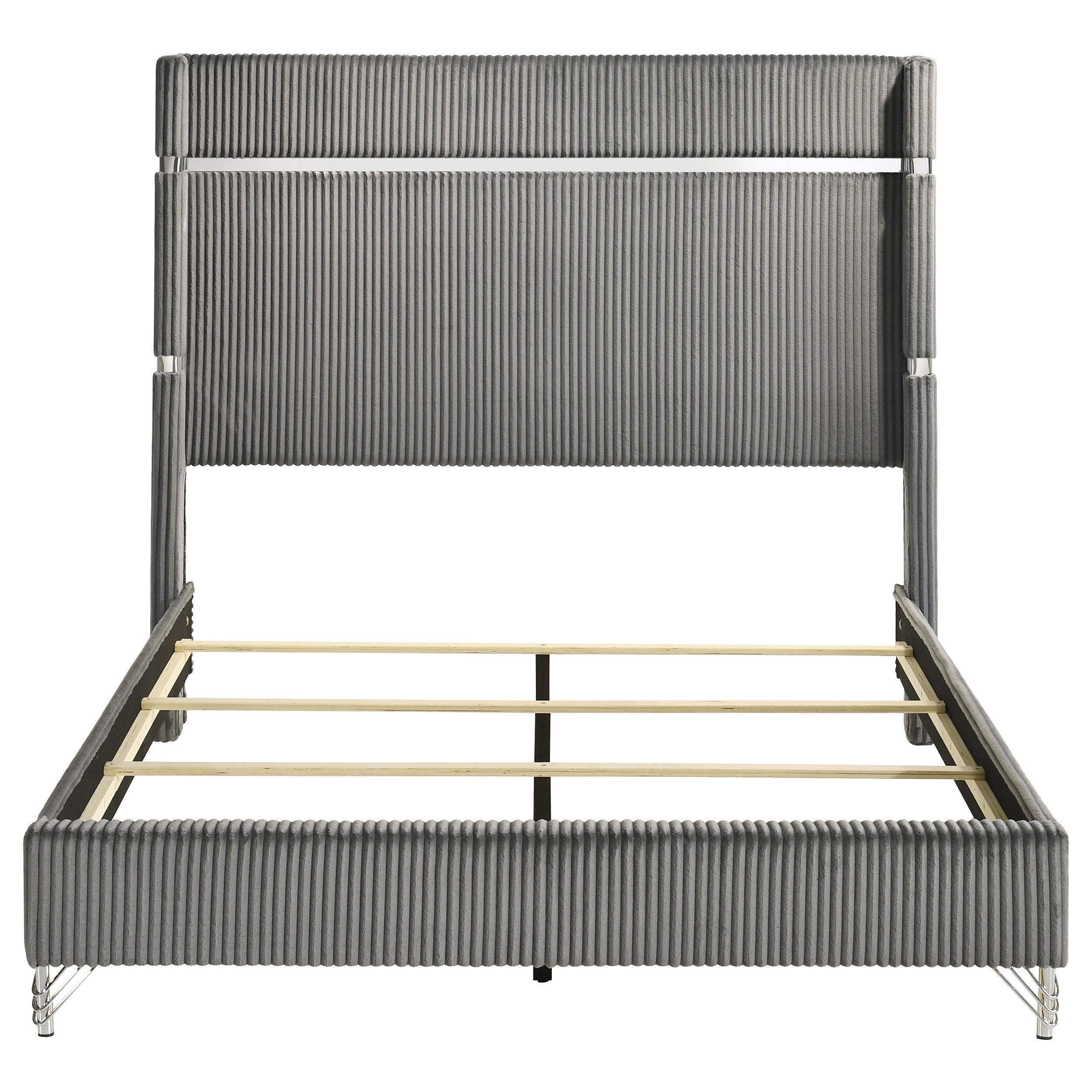 Lucia 61-inch Upholstered Queen Wingback Bed Grey