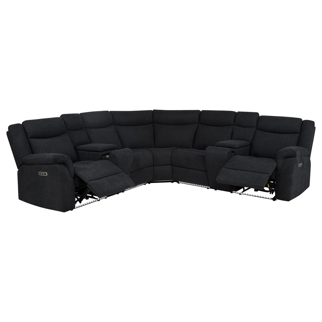 Hagen Upholstered Power Reclining Sectional Sofa Steel Grey