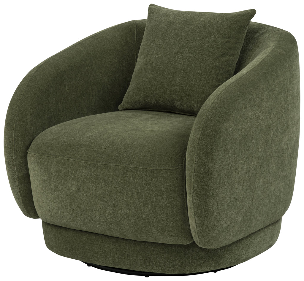 Arnaud Chenille Upholstered Swivel Accent Chair Green