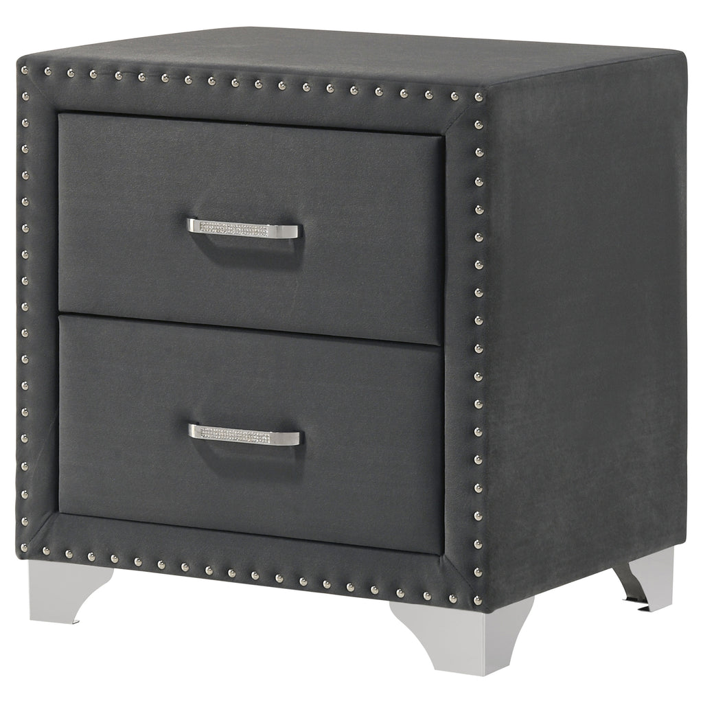 Melody Upholstered 2-drawer Nightstand Grey