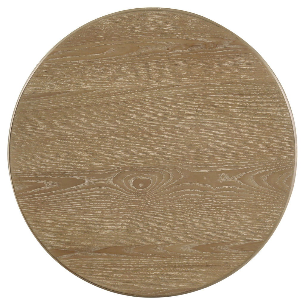 Adina Round Wood Side End Table Distressed Light Brown
