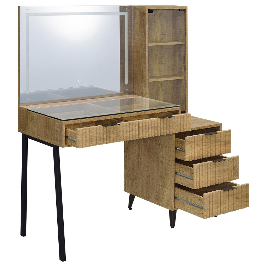 Souza 5-Drawer Makeup Vanity Table With LED Mirror Mango