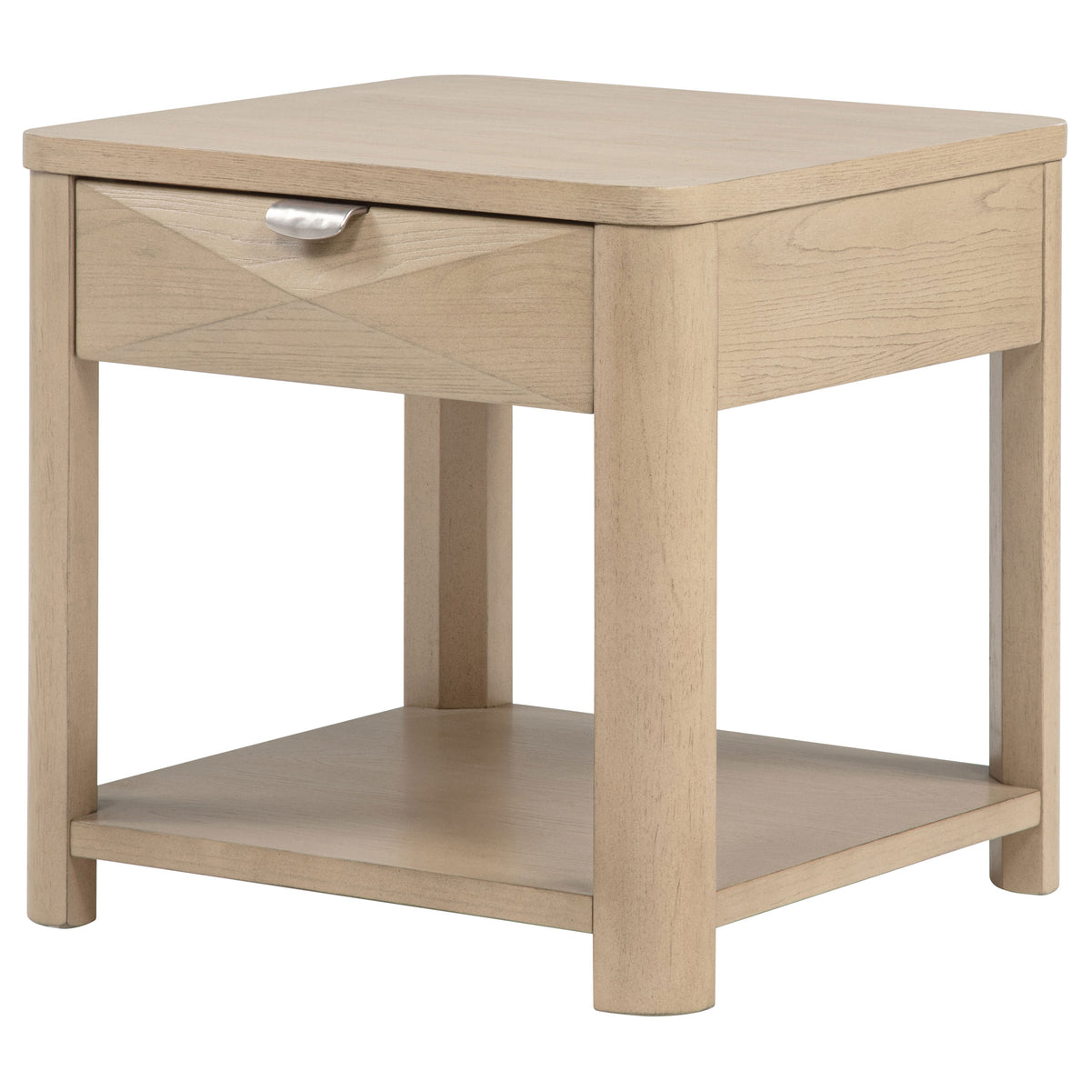 Marcelo Wood End Table with Drawer and Shelf Light Elm