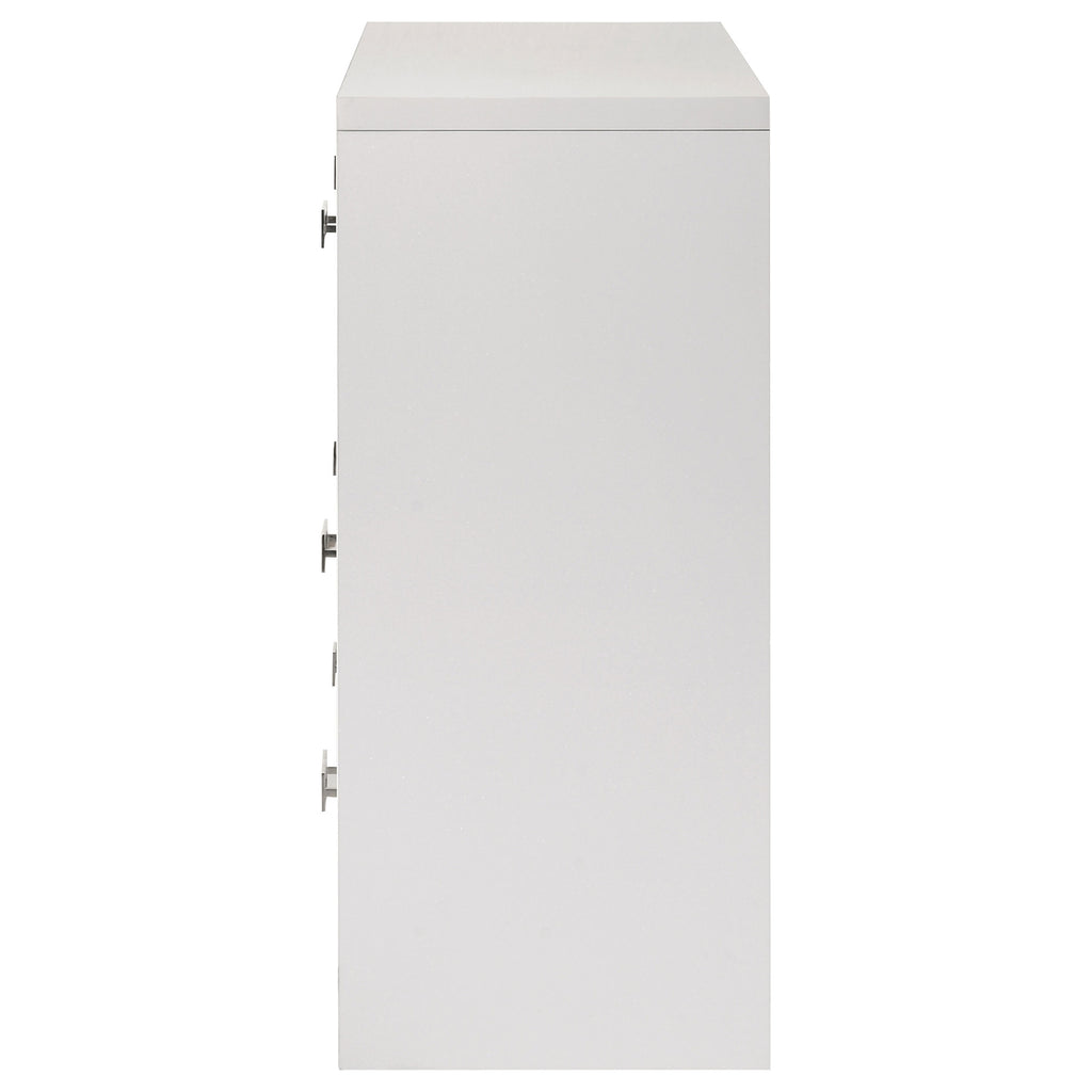 Viana 6-Drawer Bedroom Dresser with Chrome Pulls White High Gloss