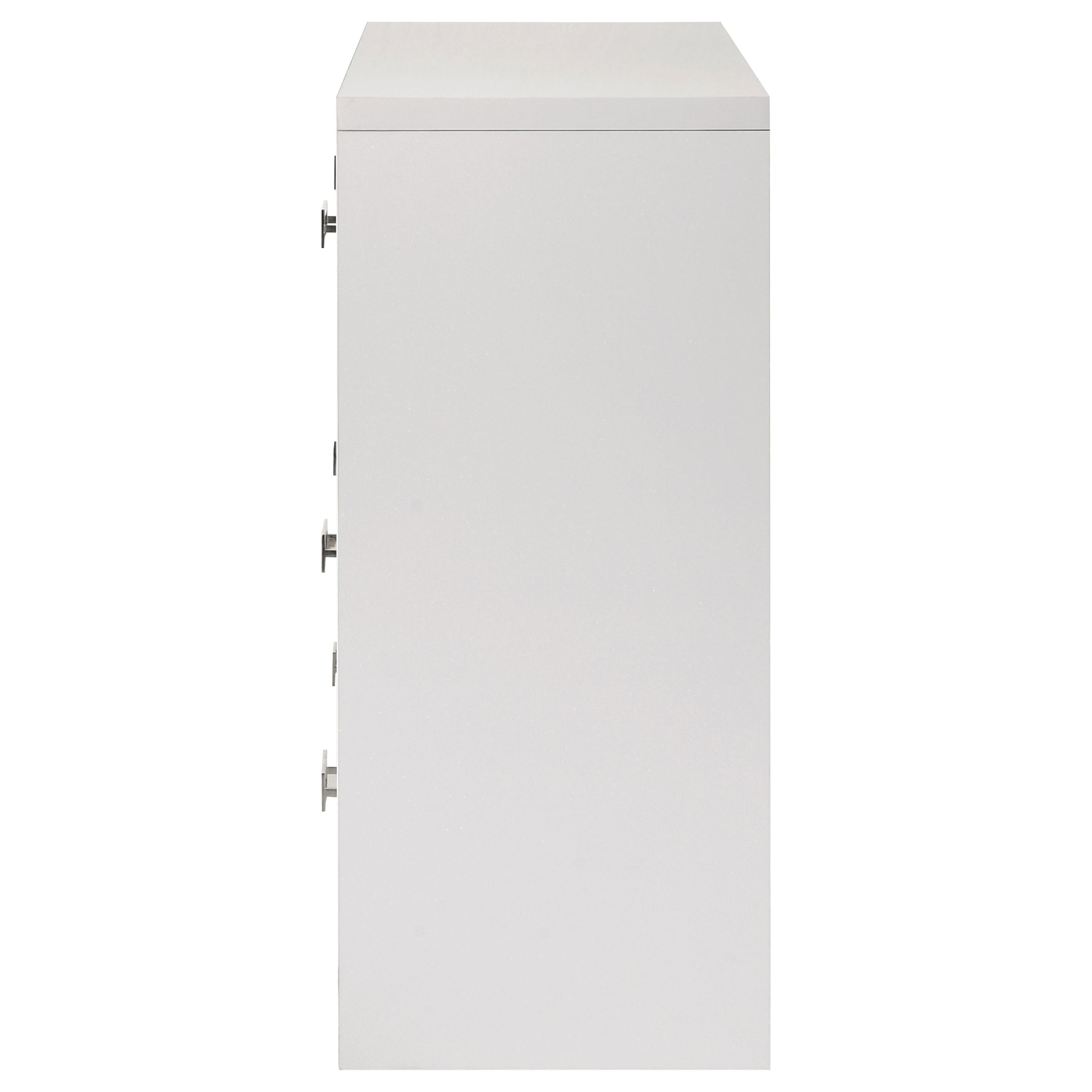 Viana 6-Drawer Bedroom Dresser with Chrome Pulls White High Gloss