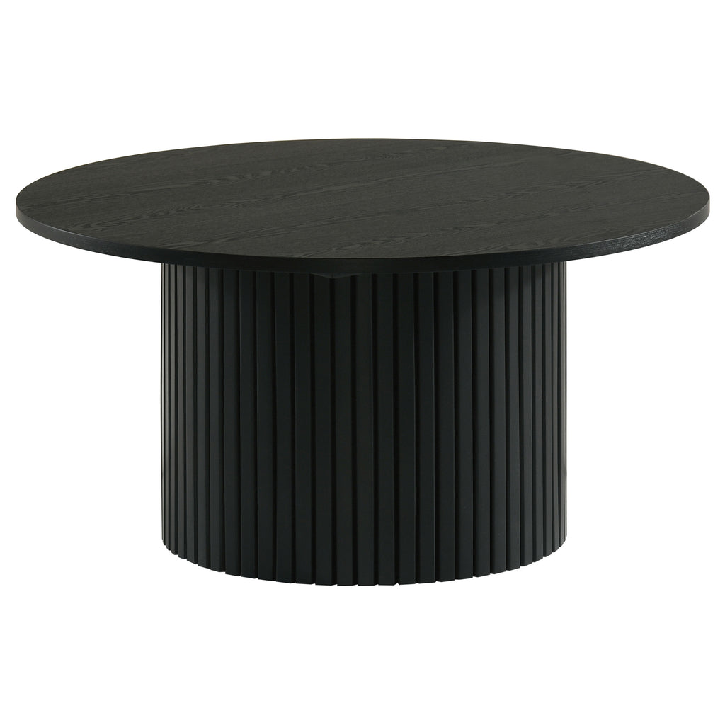 Hamlyn 2-piece Round Fluted Coffee and End Table Set Black