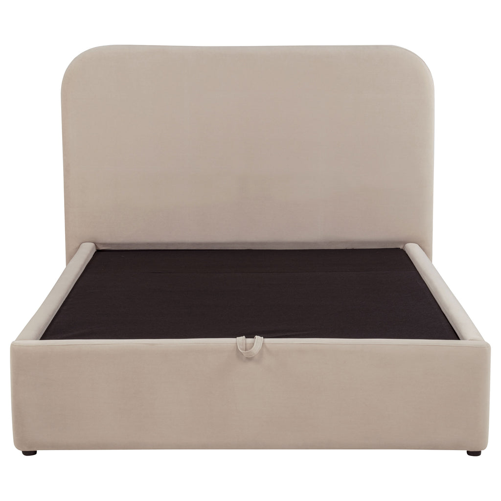 Anders Upholstered Full Storage Lift Platform Bed Beige