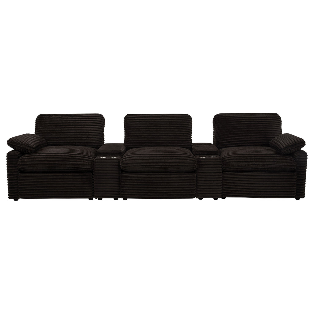 Collins 5-Piece Power Reclining Home Theater Seating Chocolate Brown