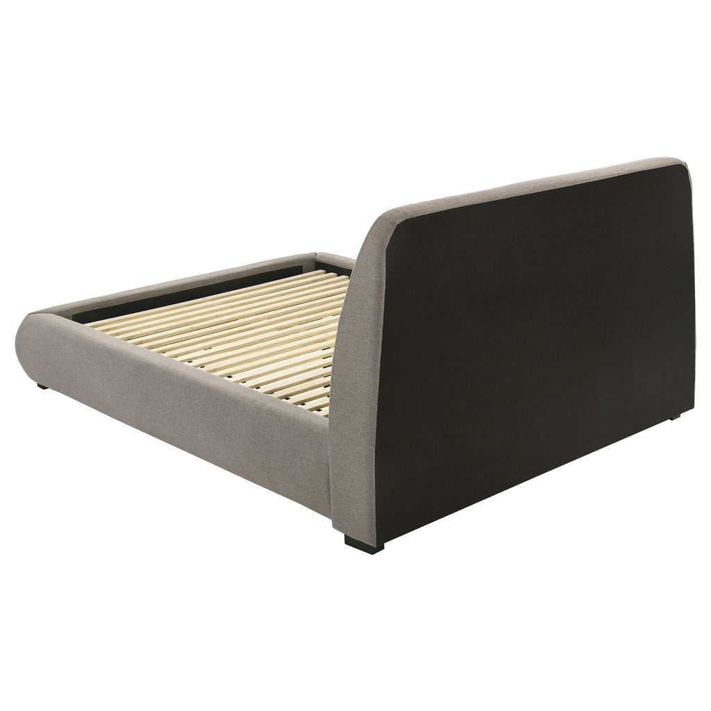 Mokena 46-inch Upholstered Queen Platform Bed Taupe