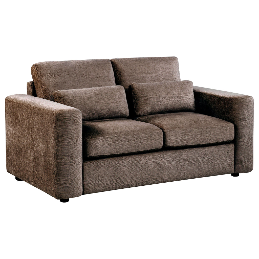 Amador 2-piece Chenille Upholstered Track Arm Sofa Set Chocolate