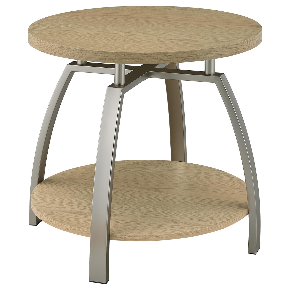 Dacre Round Engineered Wood Top Side End Table Greige