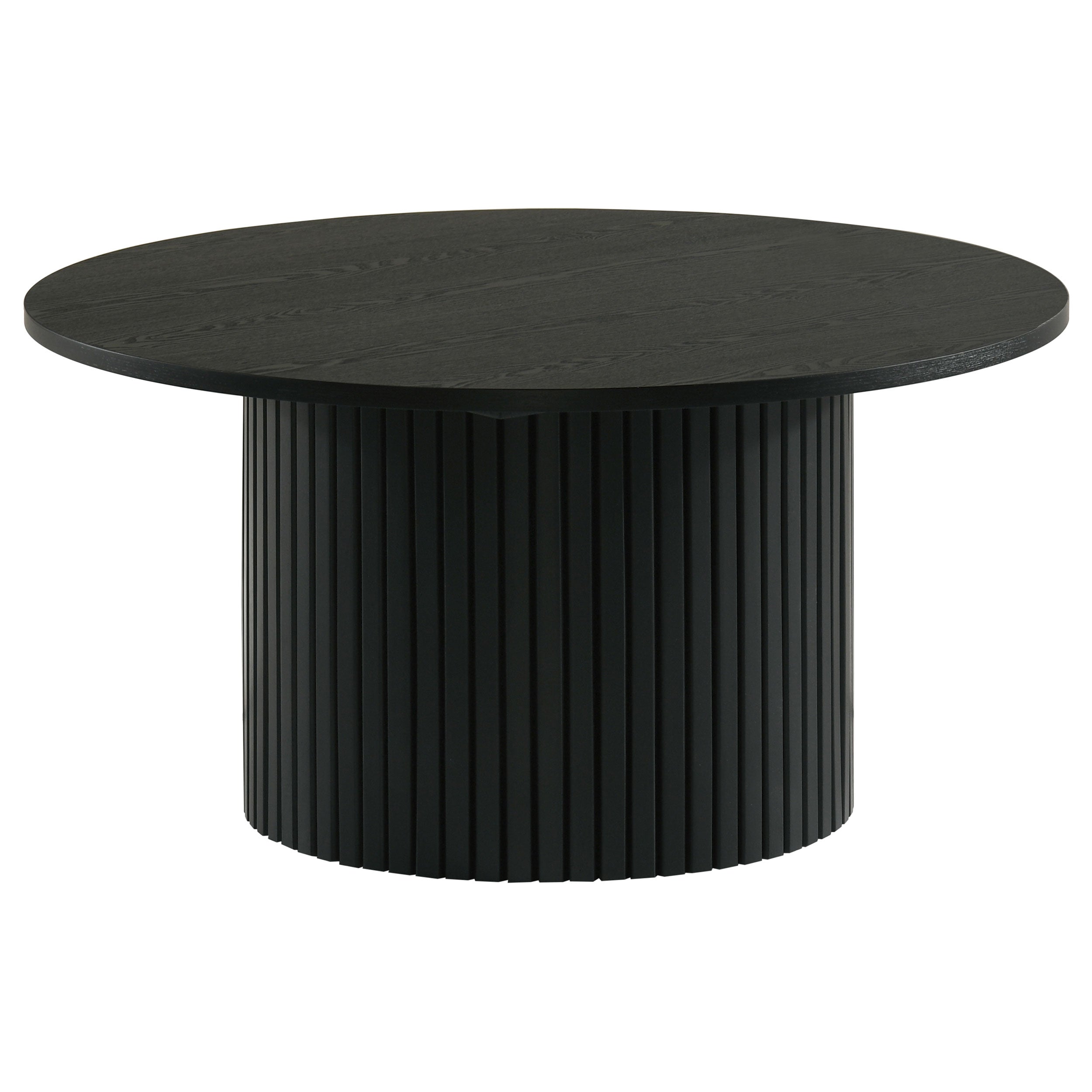 Hamlyn 3-piece Round Fluted Coffee and End Table Set Black
