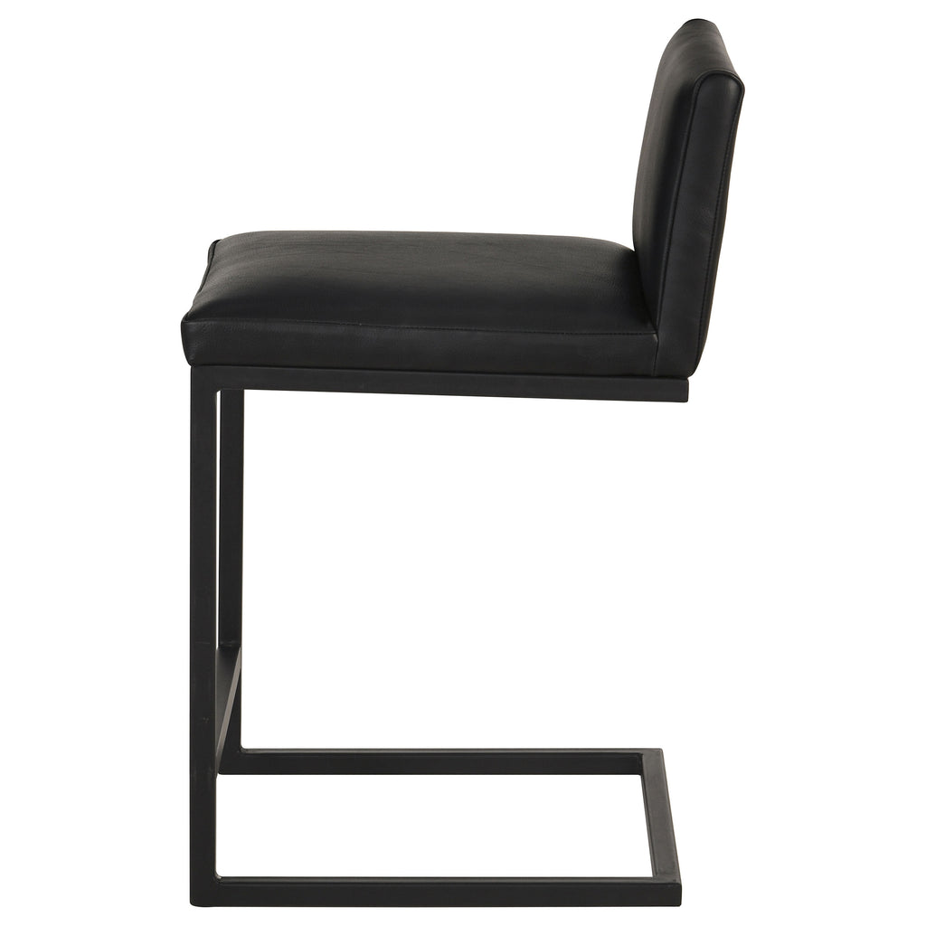Vardon Genuine Leather Counter Height Chair Black (Set of 2)